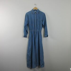 Spiegel Denim Maxi Dress S Blue Cotton Western Cottagecore Boho Vtg 90s 698